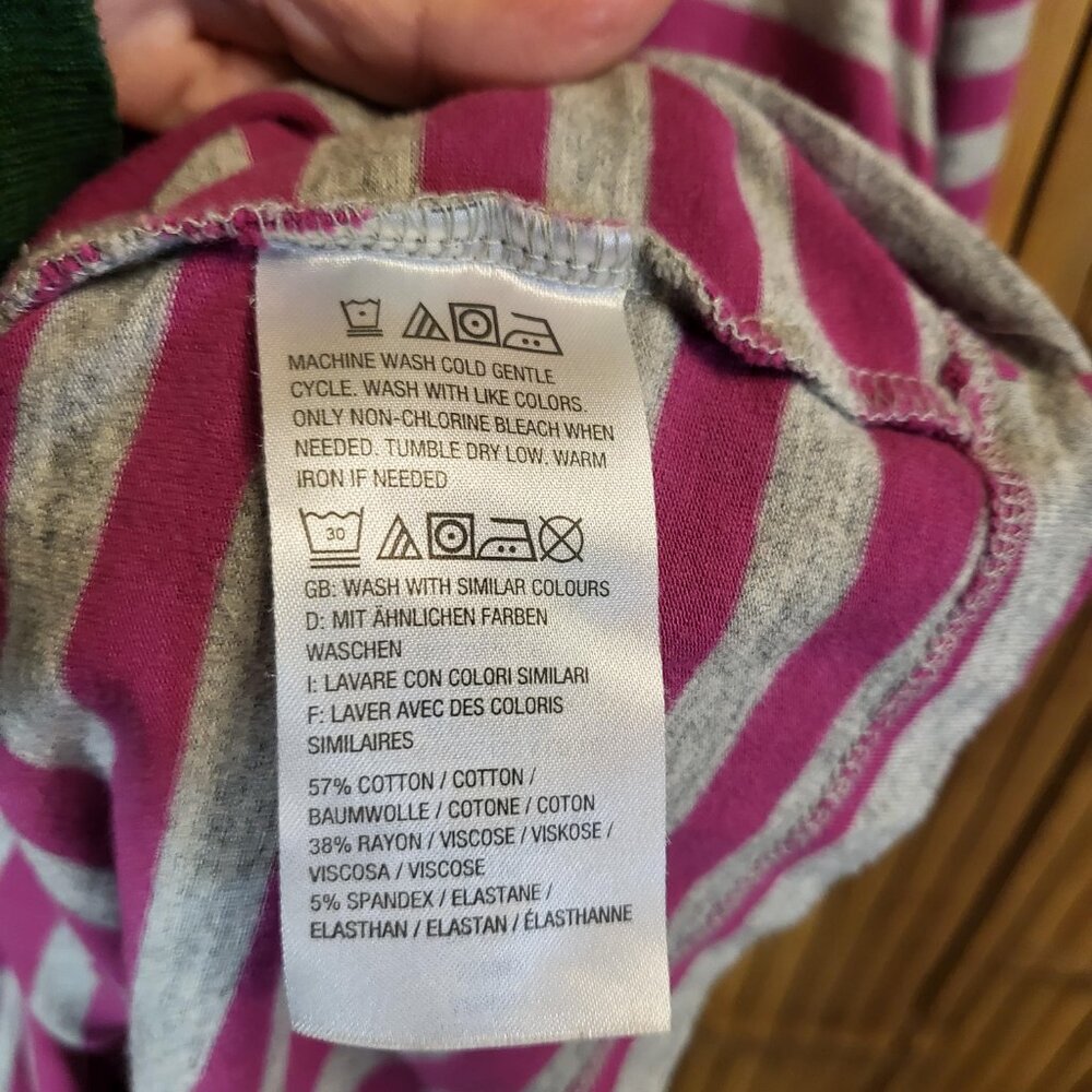 d&co Denim & Company Multi Layer Top XL Magenta/Gray Stripe - Picture 4 of 6